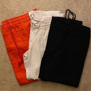 3 pairs of size small women’s wide leg linen pants. 2 Old Navy and one Loft.